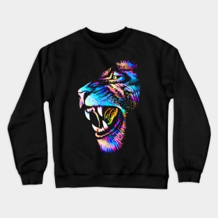 Growling Mouth Open Bengal Lion Crewneck Sweatshirt